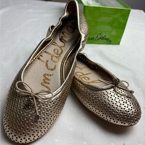 Sam Edelman Gold Ballet Leather Flats 9M